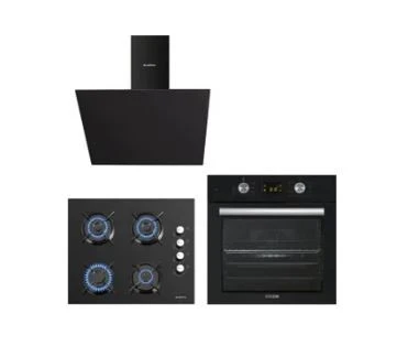 Kumtel Kristal Siyah Cam Ankastre Set (DA6-833  Davlumbaz + KO-40 TSHDF Ocak+B66-SF2 FIRIN