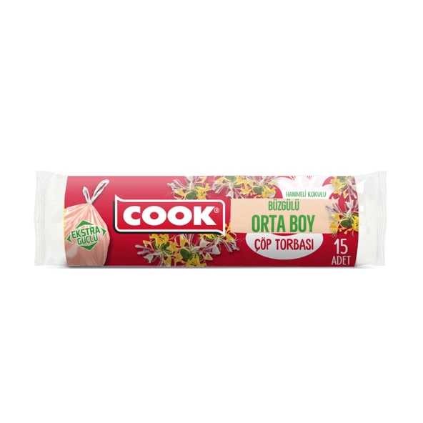 Cook Büzgülü Çöp Torbası Orta Boy Hanımeli Kokulu15'li