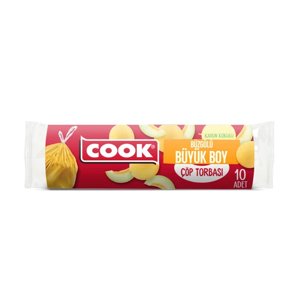 Cook Büzgülü Çöp Torbası Büyük Boy Kavun Kokulu 10'Lu