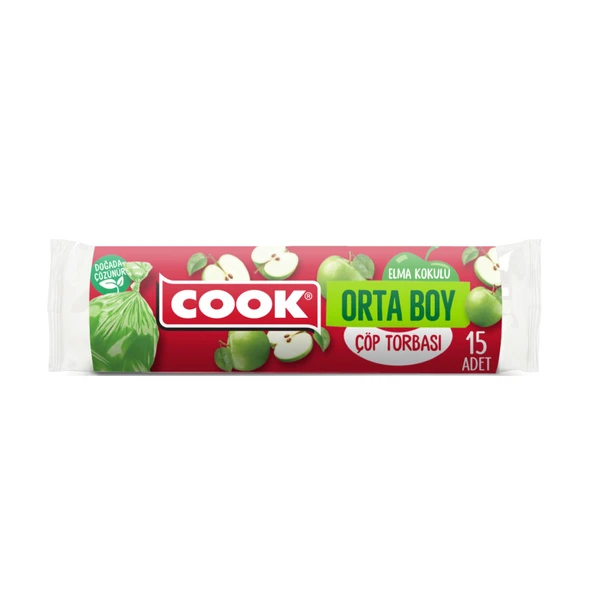 Cook Orta Boy Çöp Torbası Elma Kokulu 15 Adet
