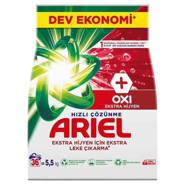 Ariel Toz Çamaşır Deterjanı Oxi Ekstra Hijyen 5.5 kg 36 Yıkama
