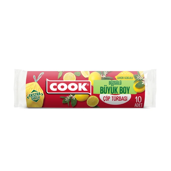 Cook Büzgülü Çöp Torbası Büyük Limon Kokulu 10 Adet