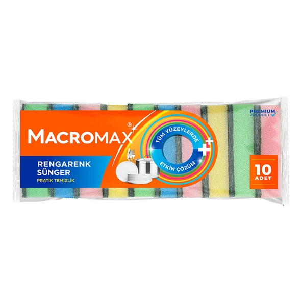 Macromax Rengarenk Sünger 10'lu Paket