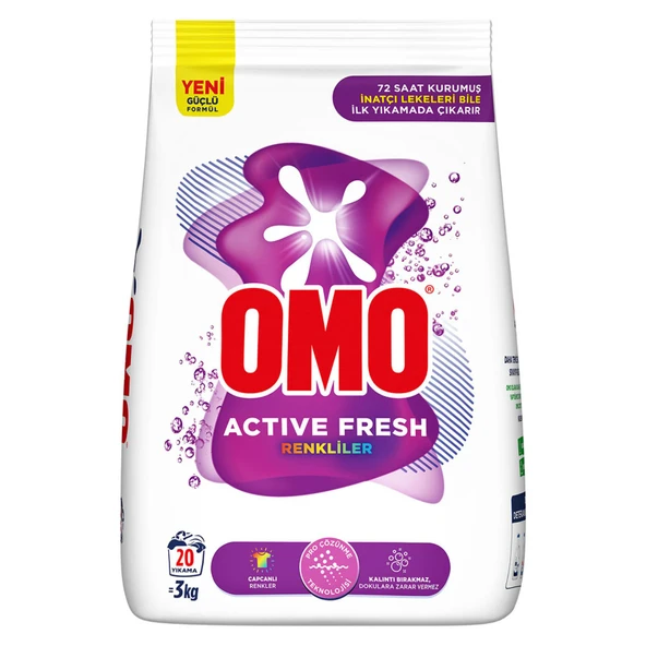 Omo Active Fresh Toz Çamaşır Deterjanı Renkliler 3 KG 20 Yıkama