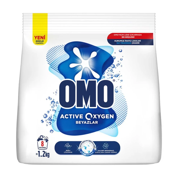 Omo Active Oxygen Toz Çamaşır Deterjanı Beyazlar İçin En Zorlu Lekeleri İlk Yıkamada Çıkarır 1,2 Kg