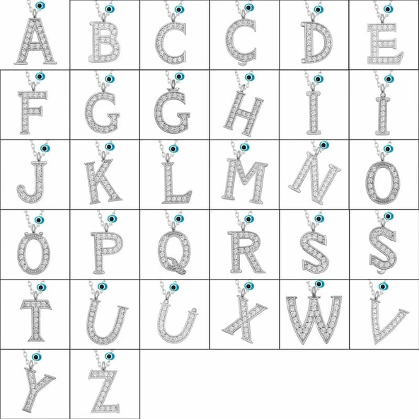 Gümüş Nazar Rodyum D Harfi Kadın Kolye - 2