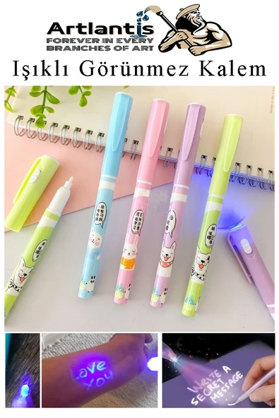 Işıklı Görünmez Kalem 4 Adet Sihirli Kalem Işıklı Uv Mavi Işıklı Kalem Lz-2160