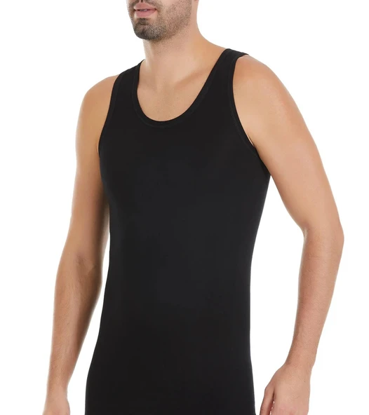 Yıldız Erkek Bambu Likralı Askılı Atlet 315/318 - 3 Adet  Siyah S