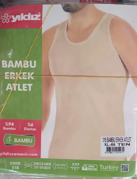 Yıldız Erkek Bambu Likralı Askılı Atlet 315/318 - 3 Adet  Siyah 2XL - Resim 4