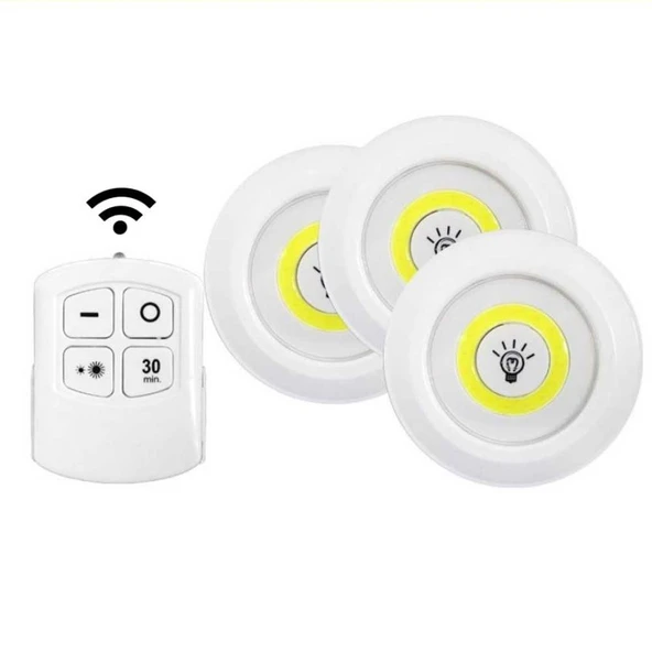 Kablosuz Uzaktan Kumandalı 3 lü Led Lamba Seti TdrTR