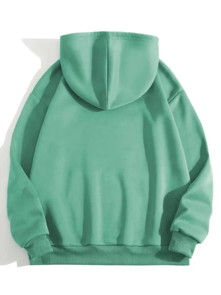 Erkek Düz Kapüşonlu Sweat - Mint Yeşili