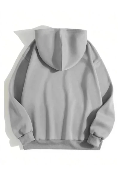 Erkek Düz Kapüşonlu Sweat - Boyalı Gri - 2