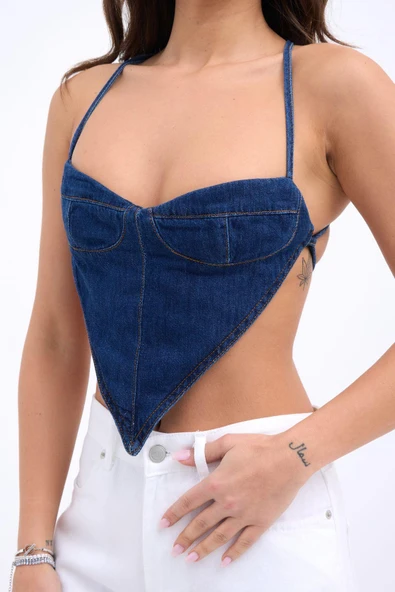 Lucky Life Kadın Lucky Life Kadın  KOT CROP-MAVİ