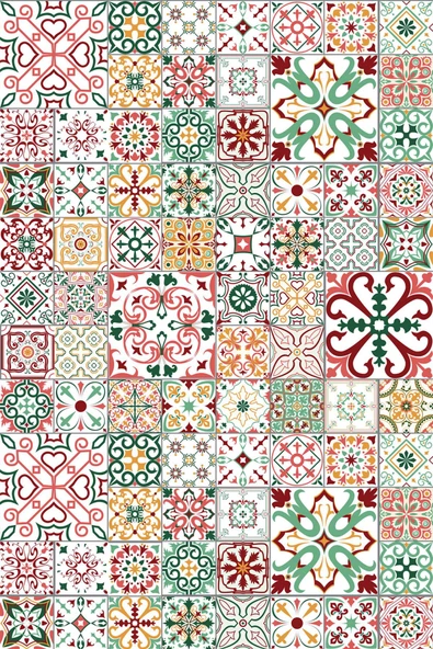 Frenda Home Çini Desenli Kaymaz Deri Taban Yıkanabilir Halı  KIRMIZI 100X300 - 2
