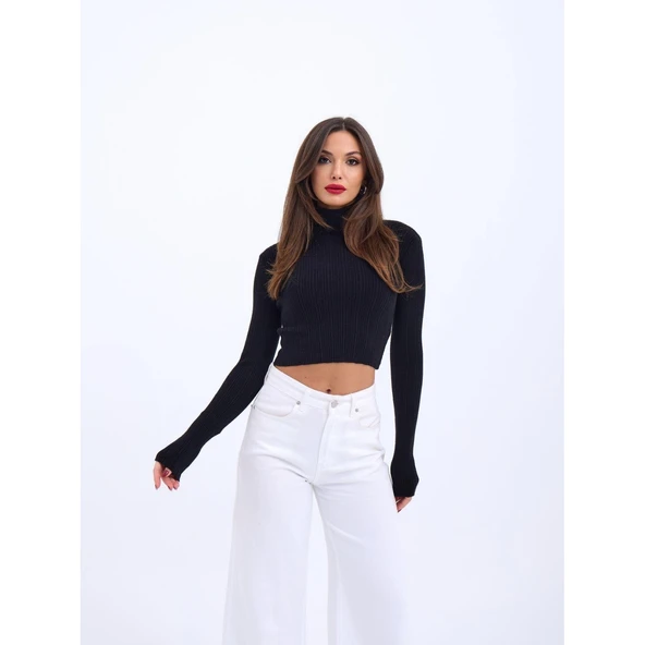 Lucky Life Kadın 231 TRİKO BALIKÇI KAZAK-SİYAH - 4