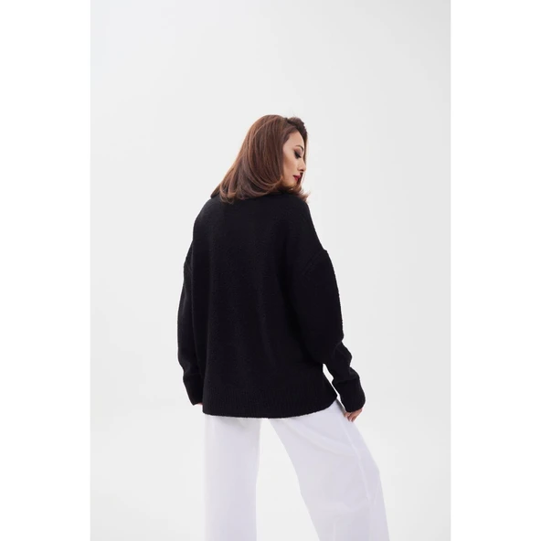 Lucky Life Kadın TRİKO BALIKÇI SALAŞ KAZAK-SİYAH - 5