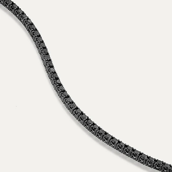 Gümüş Siyah Taşlı Su Yolu Bileklik ürün görseli 1