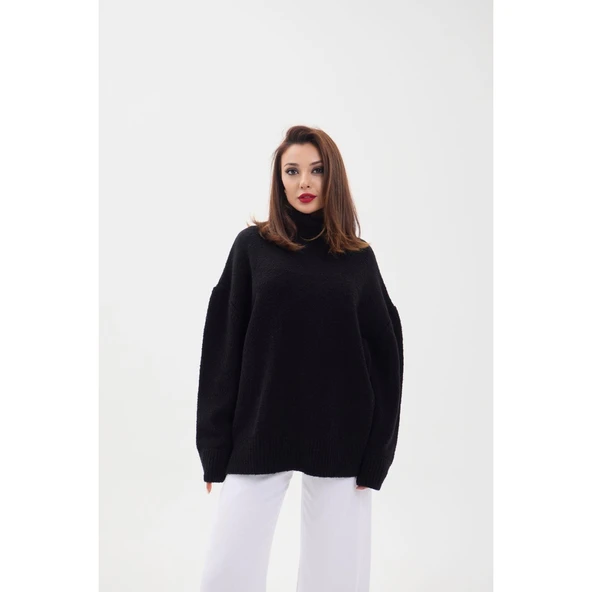 Lucky Life Kadın TRİKO BALIKÇI SALAŞ KAZAK-SİYAH - 3