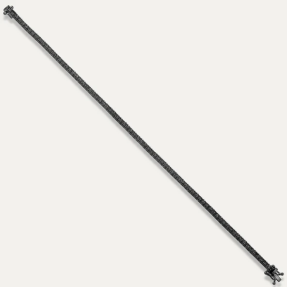 Gümüş Siyah Taşlı Su Yolu Bileklik - Resim 2