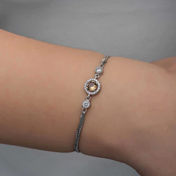 ​Gümüş Yuvarlak Zultanit Taşlı Kadın Bileklik - 6