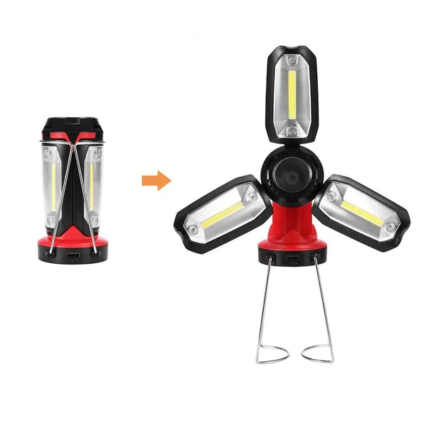 Şarjlı Katlanabilir 3 XCob Led + 3W Led Çok Fonksiyonlu Kamp Feneri P-8801 TdrTR