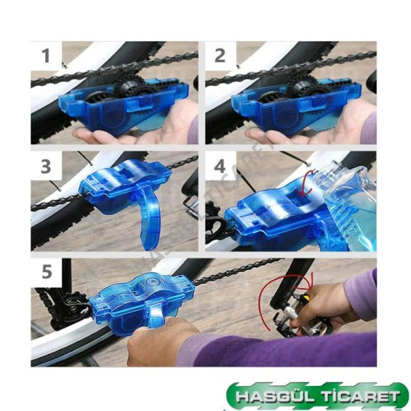 Hsgl Bisiklet Zinciri Fırcalı Temizleme Aparatı Mavi - 3