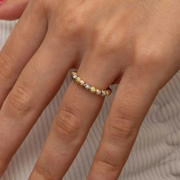 Gümüş Sıralı Dorika Kadın Yüzük - 6