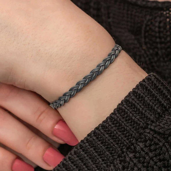 Gümüş Kazaziye Örgü Bileklik - Resim 5