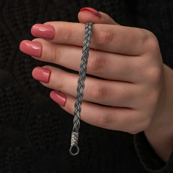 Gümüş Kazaziye Örgü Bileklik ürün görseli 1