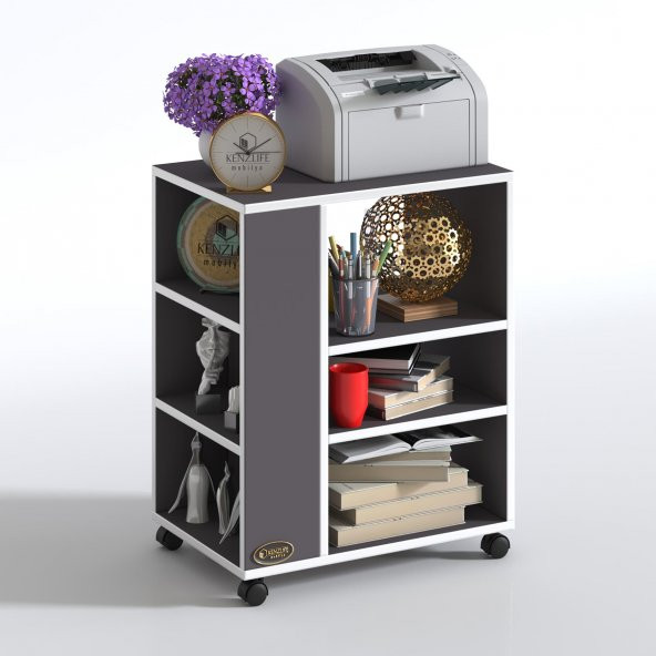 Kenzlife ofis yazıcı masası berubetto076 gri 076*060*40 tekerlekli sekreter - 2