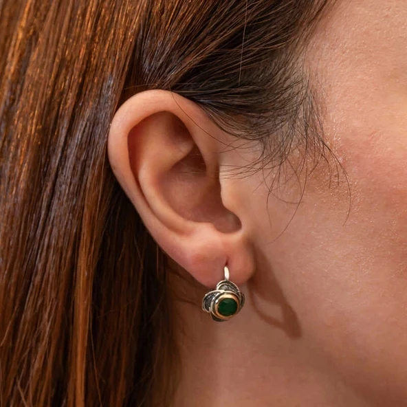 Gümüş Çiçek Desenli Otantik Kadın Küpe - 6