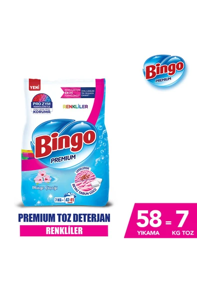 Bingo Premium Toz Çamaşır Deterjanı 7 Kg Renkli