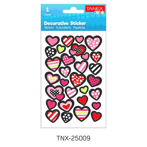 Tanex Kids Sticker Desenli Kalpler 30 Parça (25009)