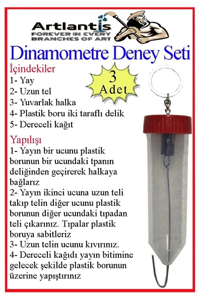 Dinamometre Deney Yapım Seti 3 Adet Deney Proje Tasarım Şırıngalı Basit Dinomometre Modeli Deney Malzemesi Okul Sınıf