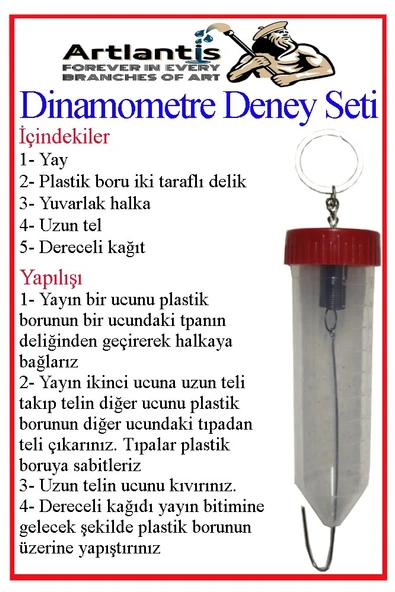 Dinamometre Deney Yapım Seti 1 Adet Deney Proje Tasarım Şırıngalı Basit Dinomometre Modeli Deney Malzemesi Okul Sınıf