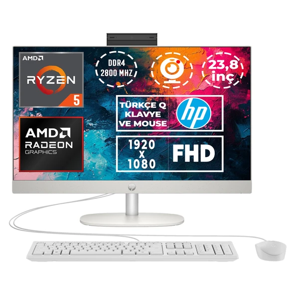 HP ProOne 245 G10 Ryzen 5 7520U 16GB 4TB SSD 23.8" FHD Freedos All In One Pc A1JY9ES 003