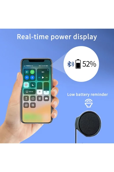 Motorcu Kask Kulakiçi Bluetooth Kulaklık Cevaplama ve Ses Tuşlu Siyah Mikrofonlu Bluetooth Kulaklık - 5
