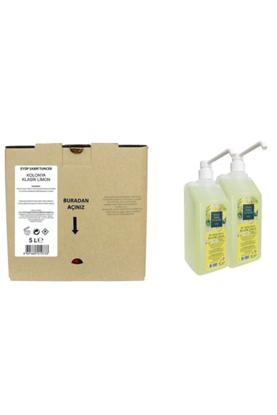 Eyüp Sabri Tuncer Klasik Limon Kolonyası 1 lt Sprey Başlıklı 2 Adet ve 1 Adet 5 Litre Dökme Limon Kolonyası ürün görseli