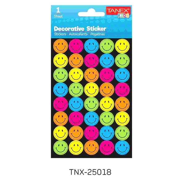 Tanex Kids Sticker Puffy Gülen Yüzler Renkli 40 Parça (25018)