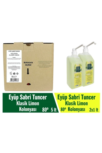 Eyüp Sabri Tuncer Klasik Limon Kolonyası 1 lt Sprey Başlıklı 2 Adet ve 1 Adet 5 Litre Dökme Limon Kolonyası - Resim 2