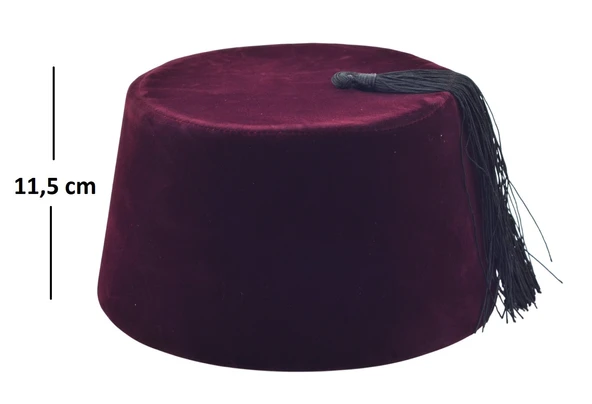 Osmanlı Bordo Püsküllü Damat Kına Erkek Fesi 11,5cm Uzun - 4
