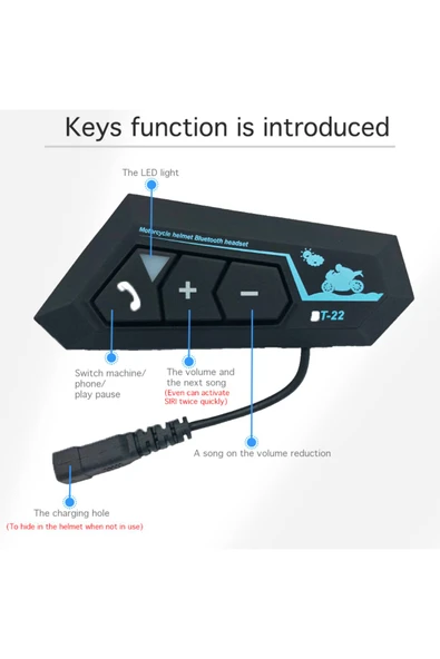 Motorcu Kask Kulakiçi Bluetooth Kulaklık Cevaplama ve Ses Tuşlu Siyah Mikrofonlu Bluetooth Kulaklık - 7