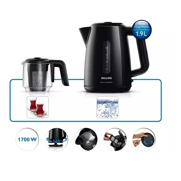Philips HD7301 1700 W Siyah Çay Makinesi - 8