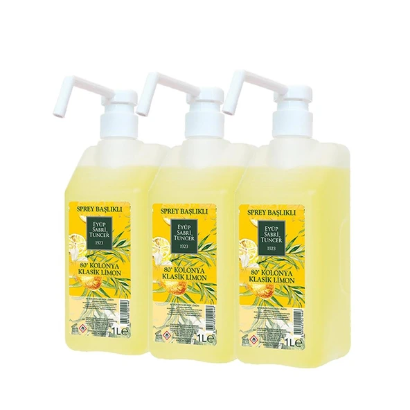 Eyüp Sabri Tuncer Klasik Limon Kolonyası Sprey Başlıklı 1 lt x 3 Adet - Resim 2