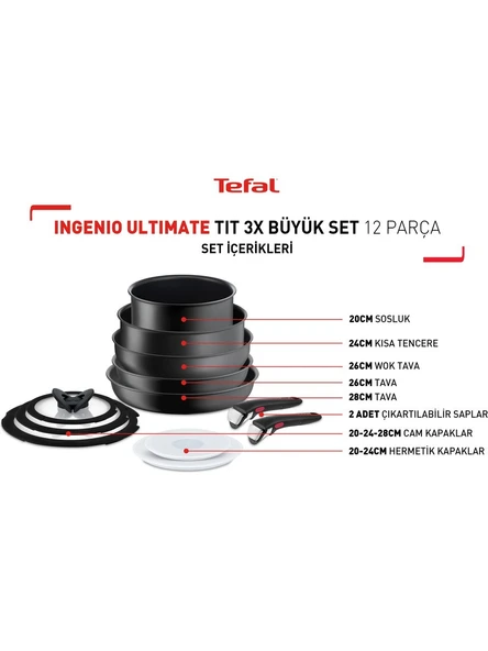 Tefal İngenio Titanıum Ultimate 3X Büyük Tencere Ve Tava Seti 12 Parça - 2