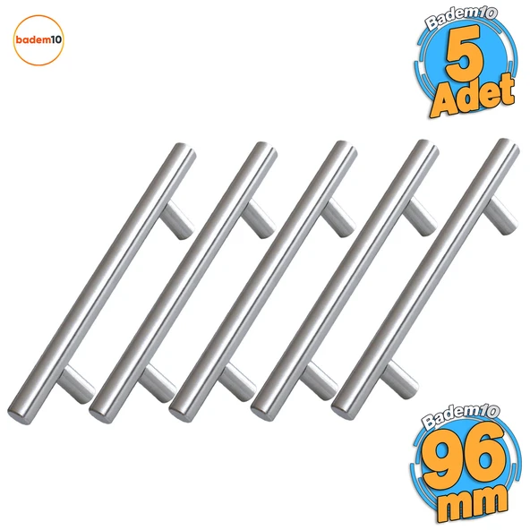 5 ADET RoseMary İnox Metal Kulp 96 mm ( 9.6 cm ) Mobilya Mutfak Çekmece Dolap Kapak Kulpu Kulbu ürün görseli