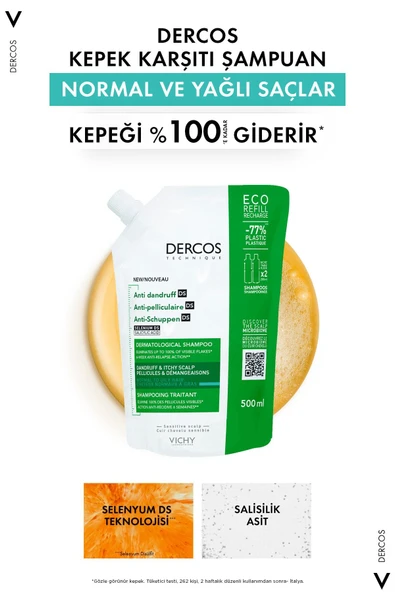 Vichy Dercos Kepek Şampuanı Normal ve Yağlı Saçlar İçin 500 ml - 7