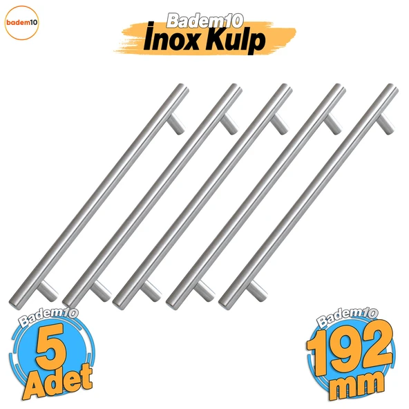 RoseMary 5 ADET İnox Metal Kulp 192 mm ( 19.2 cm ) Mobilya Mutfak Çekmece Dolap Kapak Kulpu Kulbu