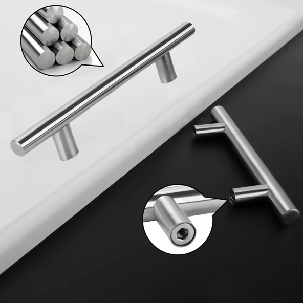 10 ADET RoseMary İnox Metal Kulp 192 mm ( 19.2 cm ) Mobilya Mutfak Çekmece Dolap Kapak Kulpu Kulbu - Resim 4