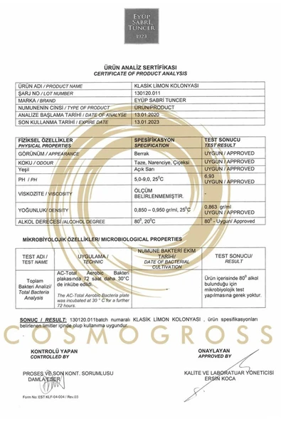 Eyüp Sabri Tuncer Klasik Limon Kolonyası Sprey Başlıklı 1 lt - Resim 3